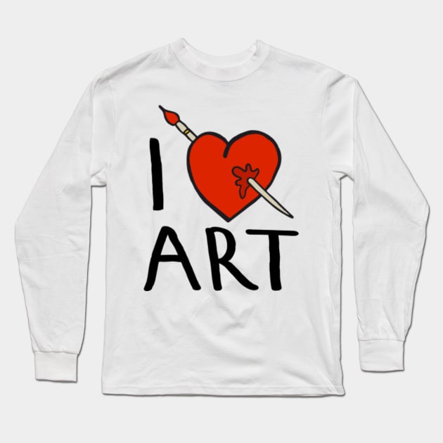 I love art - with paint brush and heart - I Love - Long Sleeve T